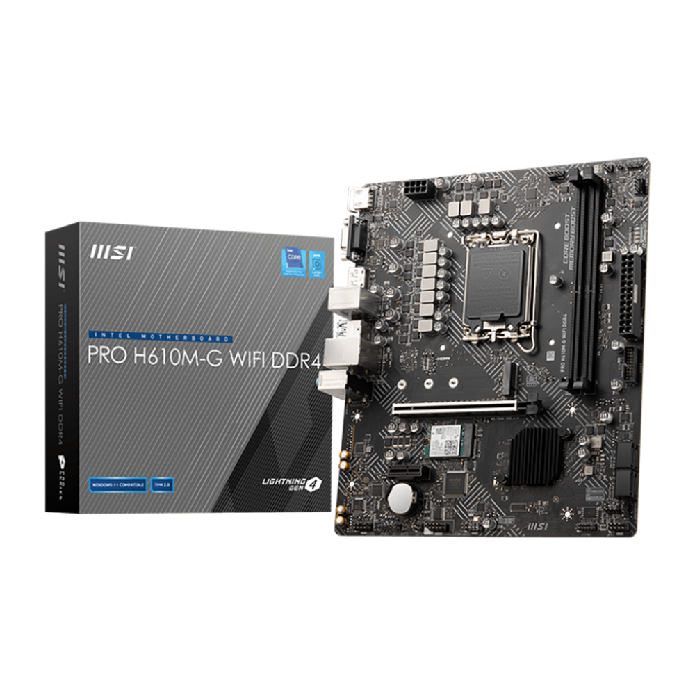 MSI PRO H610M-G DDR4 Wifi Motherboard - Black