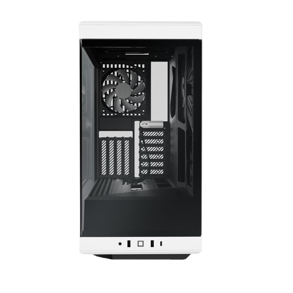 HYTE Y40 Panoramic Tempered Glass With Two 120mm fans, PCI-E 4.0 Vertical Mount included ATX Mid Tower Case - Black/White
