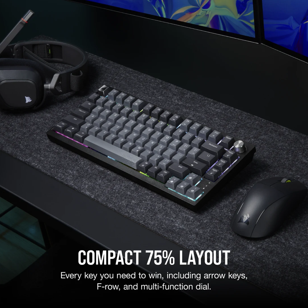 CORSAIR K65 PLUS WIRELESS 75% RGB Mechanical Gaming Keyboard - Black