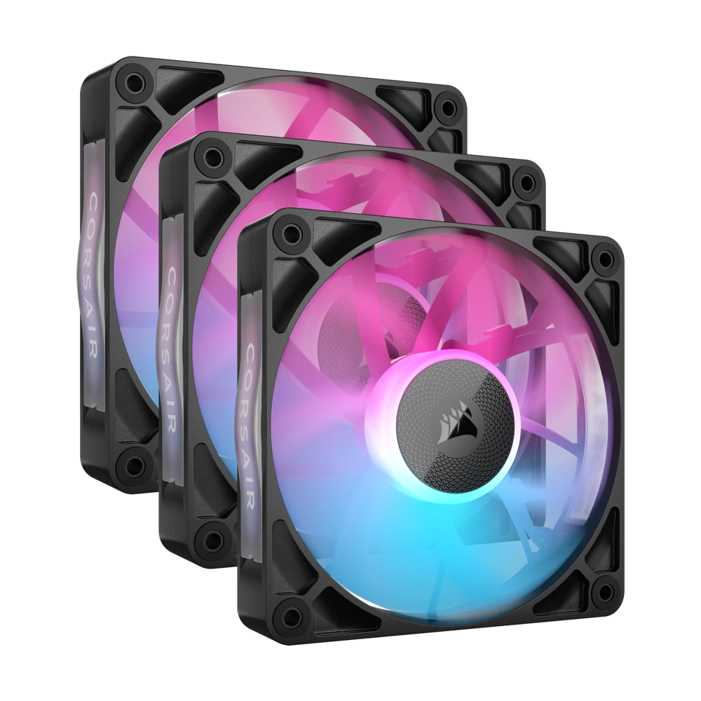 CORSAIR RX120 RGB 120mm PWM Fan Triple Starter Kit - Black