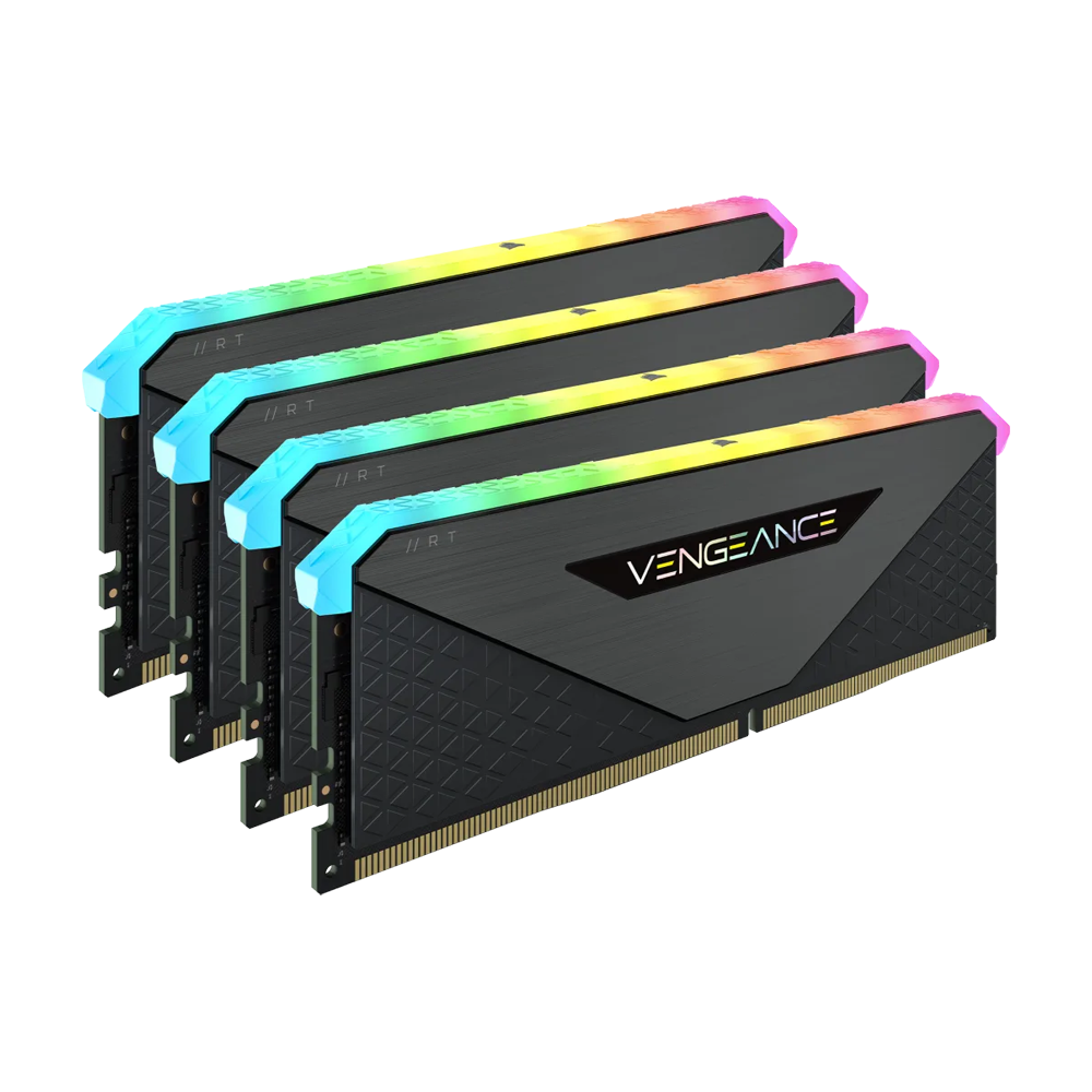 Corsair VENGEANCE RGB RT 64GB (4 x 16GB) DDR4 DRAM 3600MHz C18 Memory Kit – Black