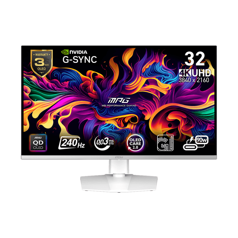 MSI MPG 321URXW - 32 Inch 240Hz 4K UHD HDMI 2.1 0.03ms QD-OLED Gaming Monitor - White