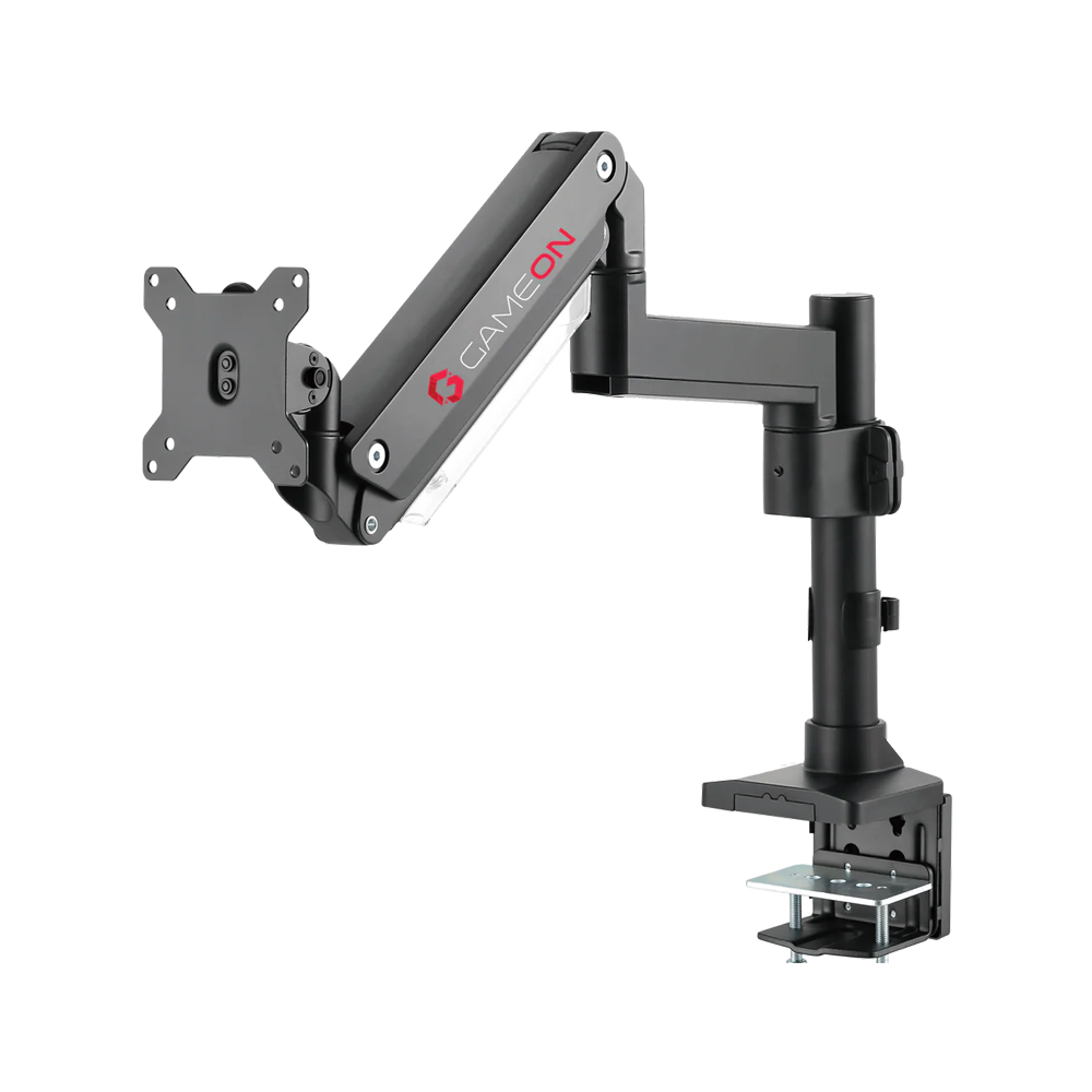 GAMEON Pole Mounted Aluminum Heavy Duty Spring Assisted Single Monitor Arm
