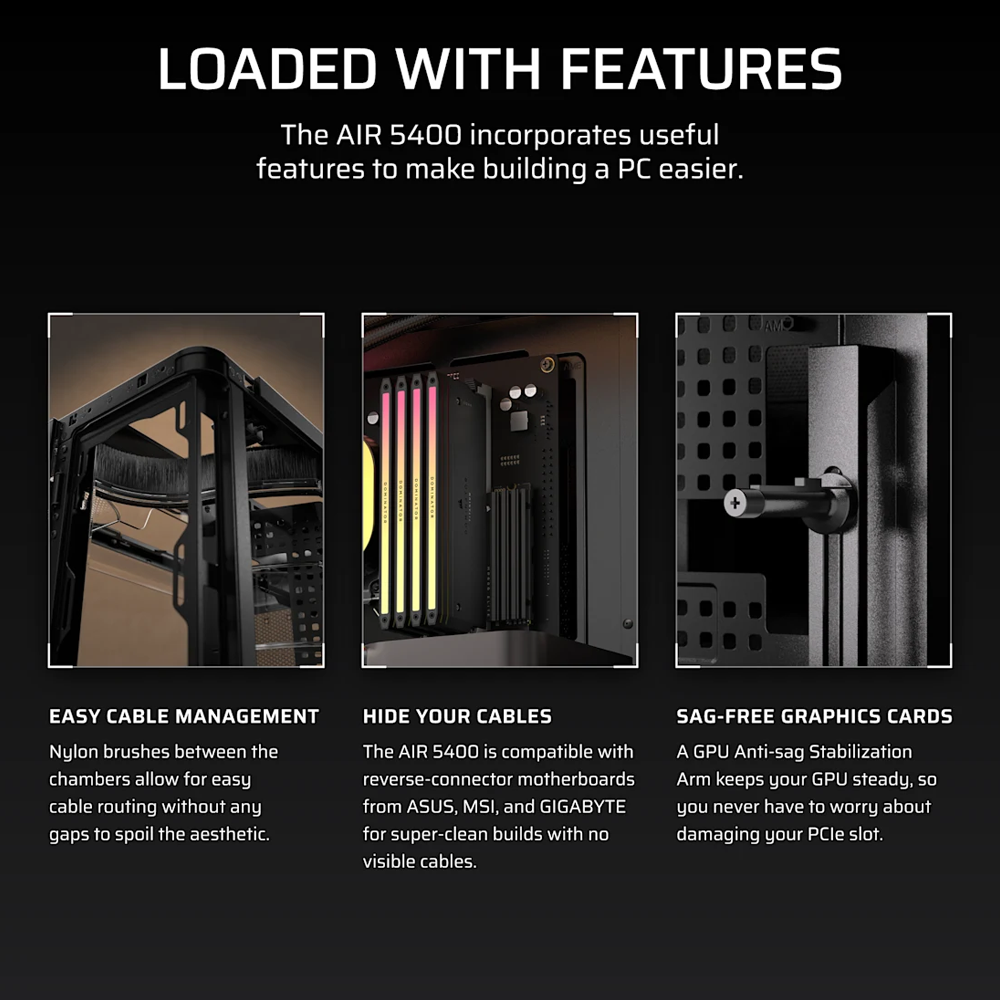 CORSAIR AIR 5400 LX-R RGB LINK Tempered Glass Mid Tower ATX Case - Black
