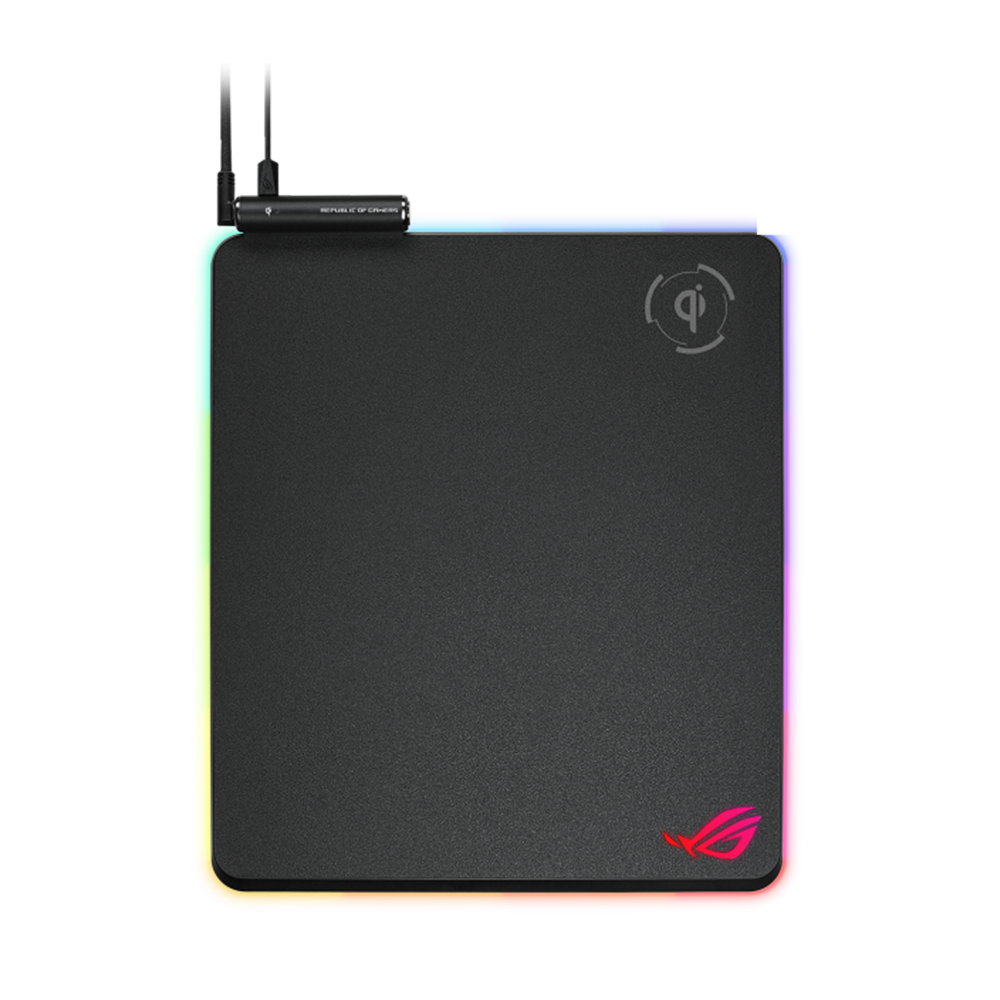 ASUS NH01 ROG Balteus Qi Wireless Charging RGB Hard Gaming Mouse Pad - Black