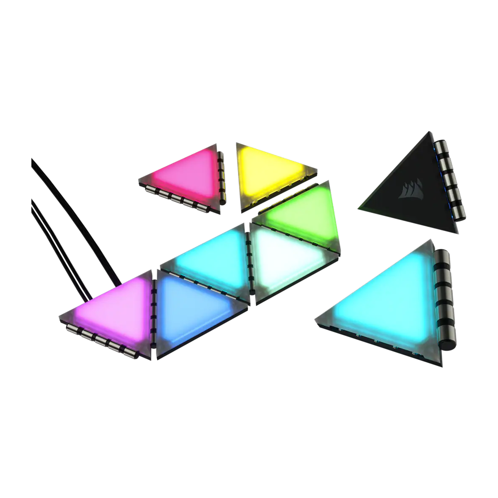 Corsair iCUE LC100 Case Accent Lighting Panels — Mini Triangle — 9x Tile Expansion Kit