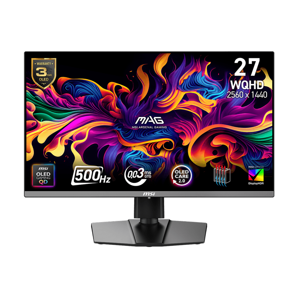MSI MAG 272QP X50 - 27 Inch WQHD 500Hz 0.03ms HDMI 2.1 QD-OLED Gaming Monitor - Black