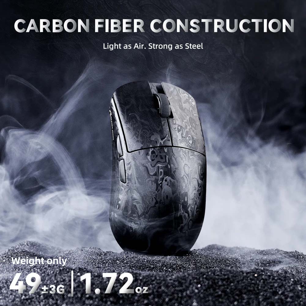 ATTACK SHARK R11 ULTRA PAW3950MAX Carbon Fiber Phantom Shark 8K Wireless Gaming Mouse - Black