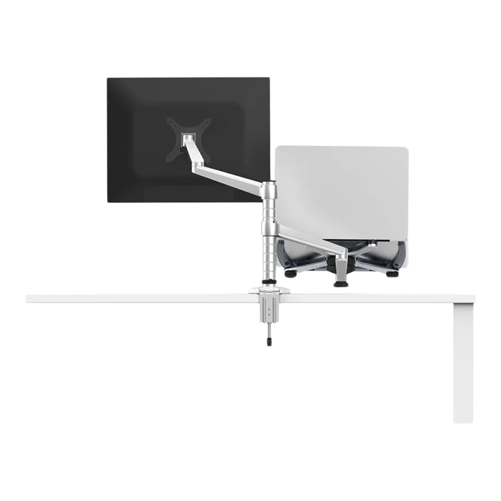 Gamvity 2-in-1 Adjustable Monitor & Laptop Arm Stand (17"–32" Monitor | 10"–15.6" Laptop)