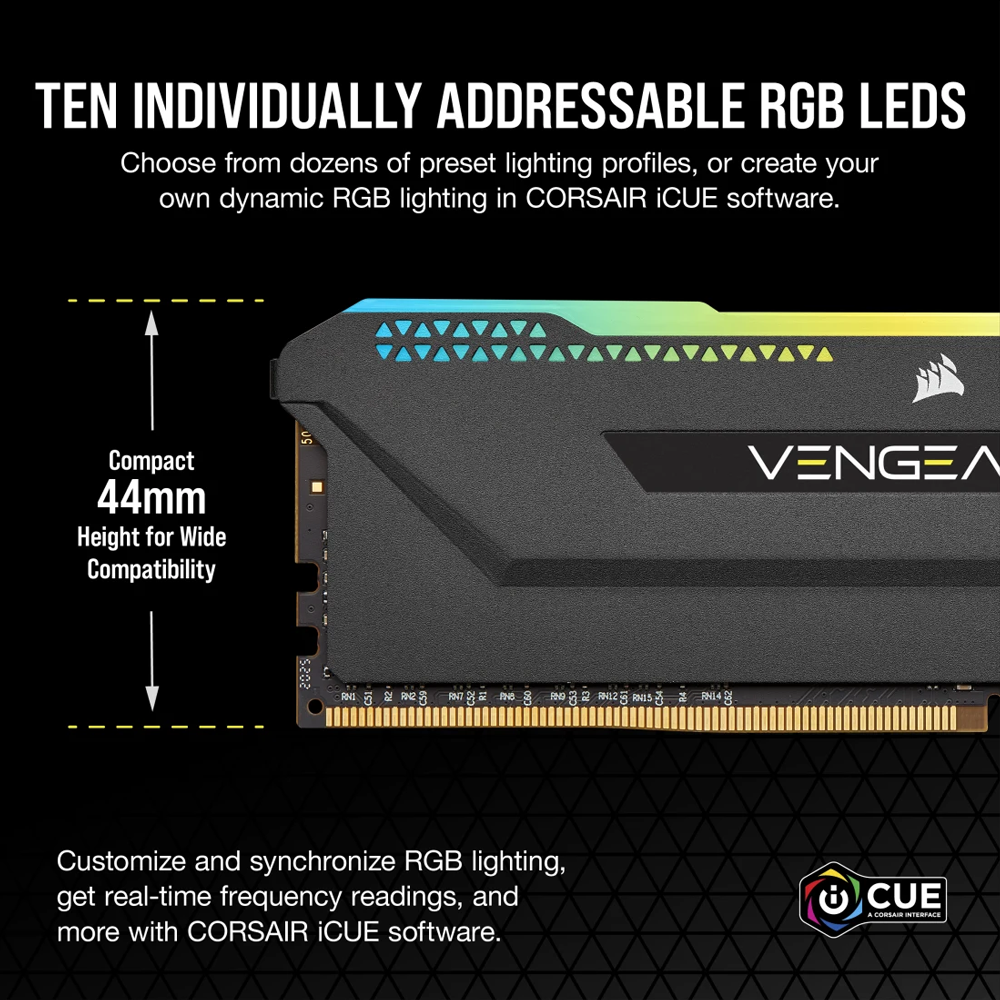 CORSAIR VENGEANCE RGB PRO SL 32GB (2x16GB) DDR4 DRAM 3600MHz C18 Memory Kit – Black