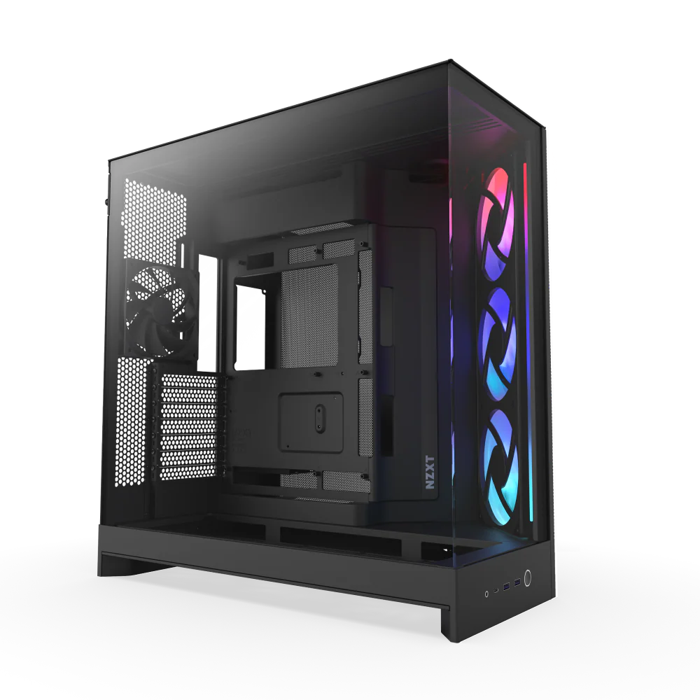 NZXT H9 Flow RGB (2025) Dual-Chamber Mid Tower Case With RGB Fans - All Black