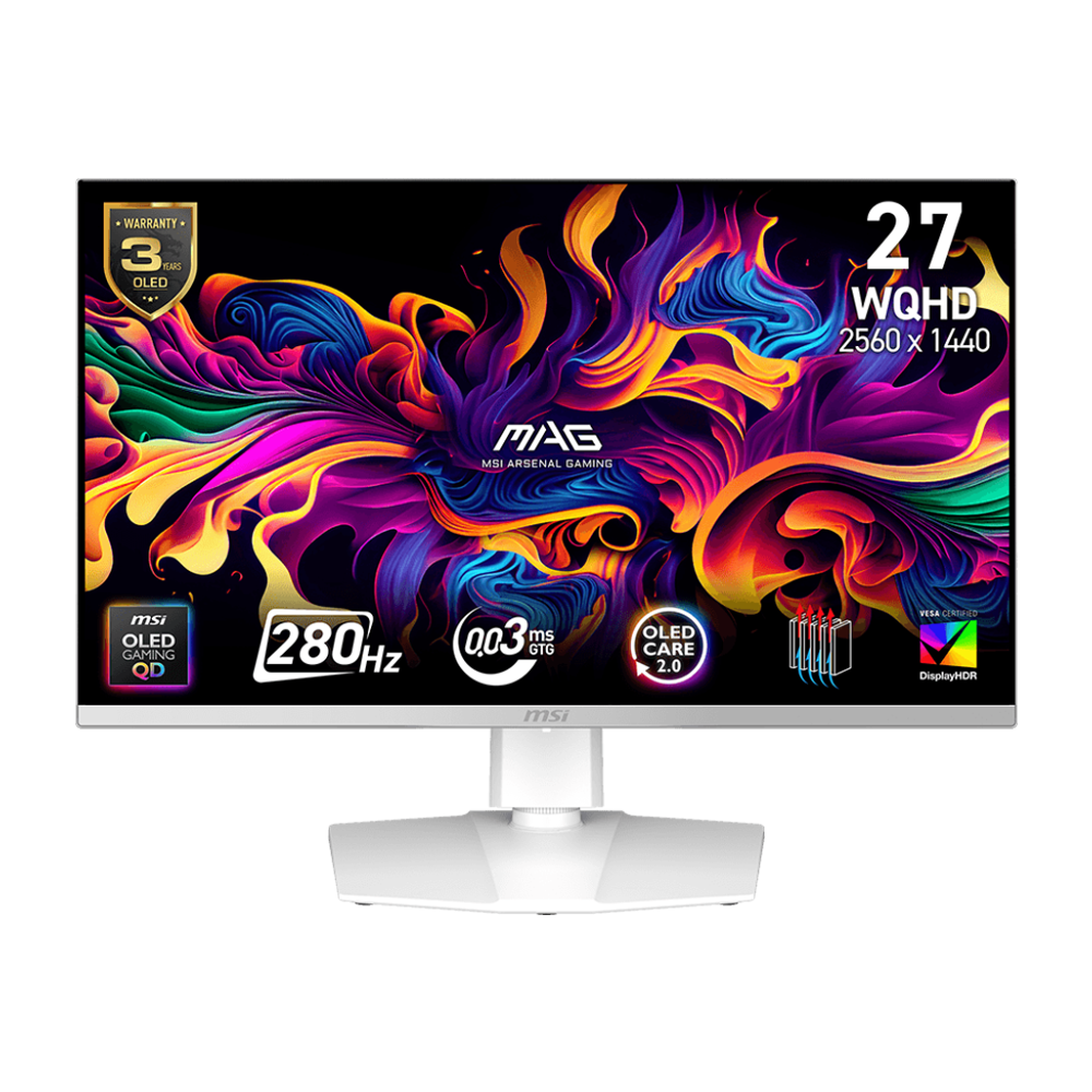 MSI MAG 272QPW X28 - 27 Inch WQHD 280Hz 0.03ms HDMI 2.1 QD-OLED Gaming Monitor - White