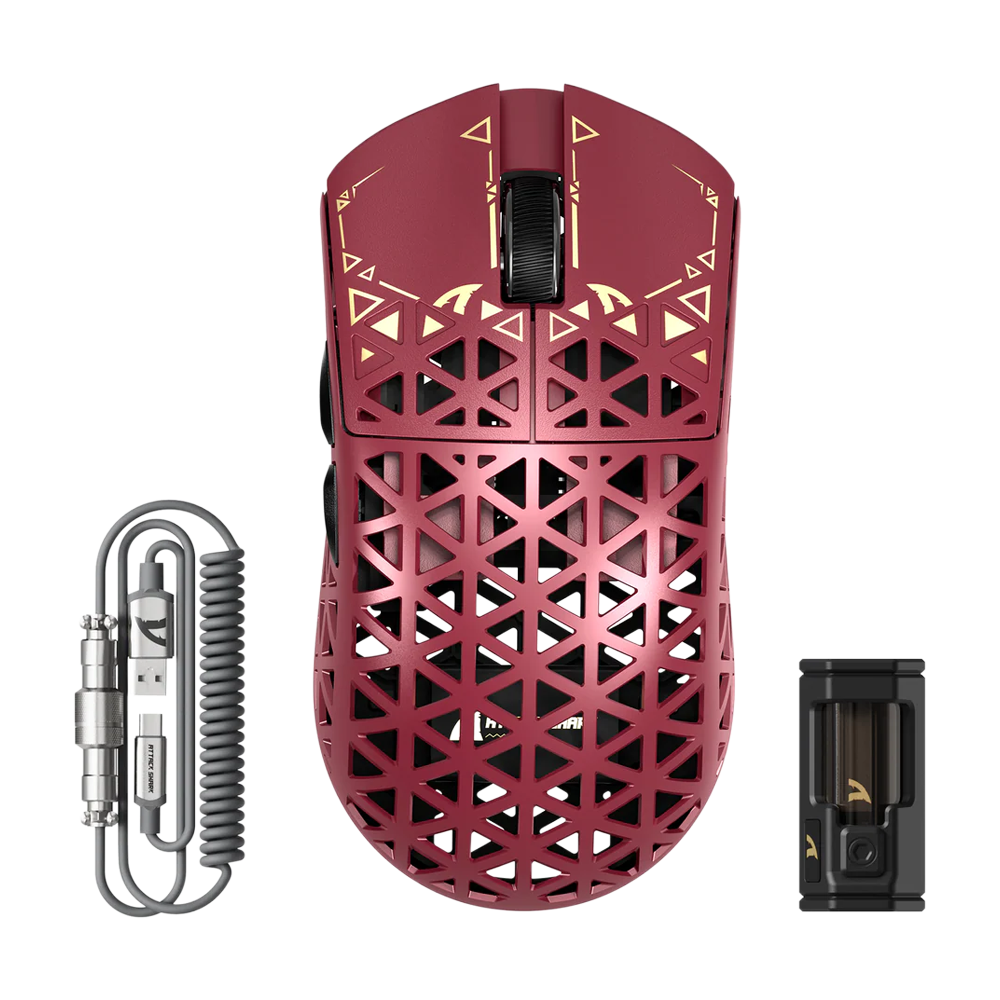 ATTACK SHARK R5 ULTRA PAW3950MAX Carbon Fiber 8K Wireless Gaming Mouse - Red