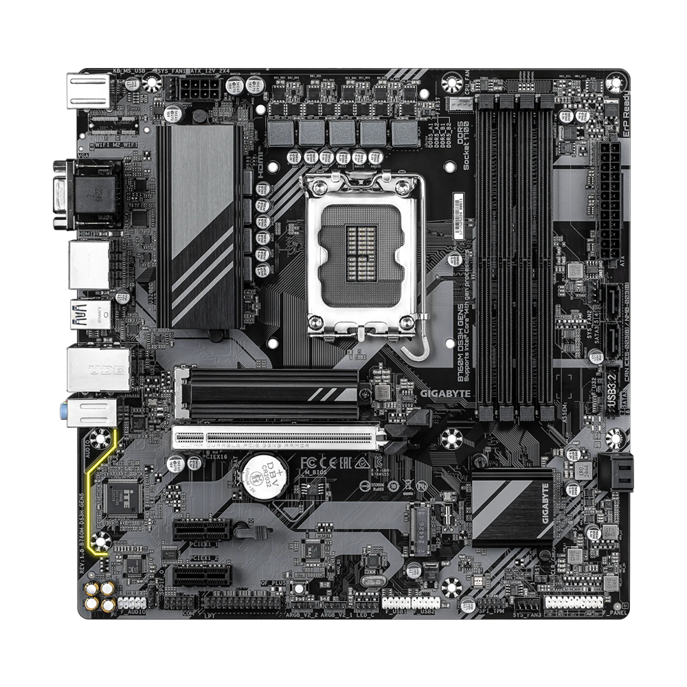 GIGABYTE B760M DS3H GEN5 DDR5 Motherboard - Black