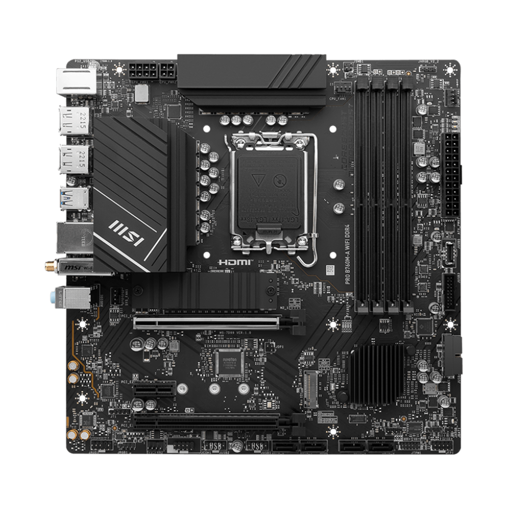 MSI PRO B760M-A WIFI DDR4 mATX Motherboard - Black