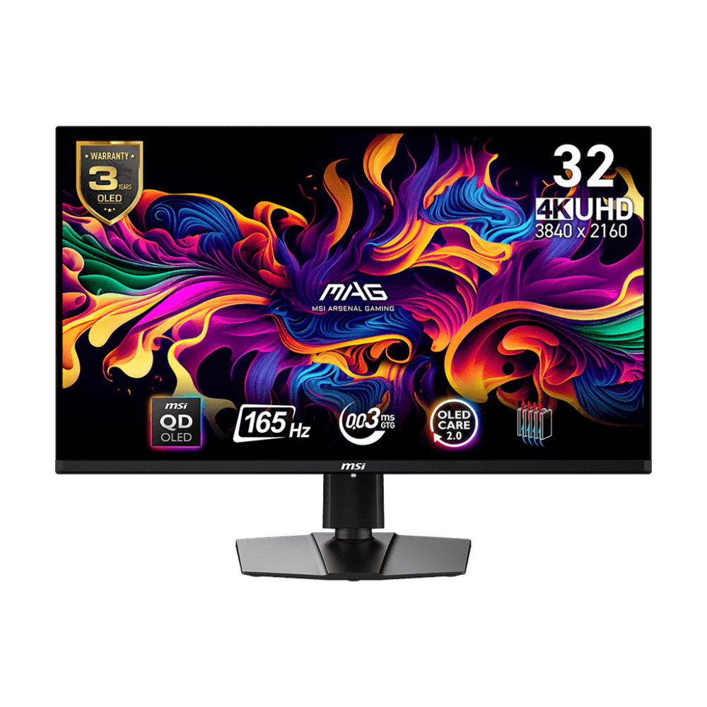 MSI MAG 321UP 32 Inch 165Hz 0.03ms UHD 2xHDMI 2.1 QD-OLED Gaming Monitor - Black