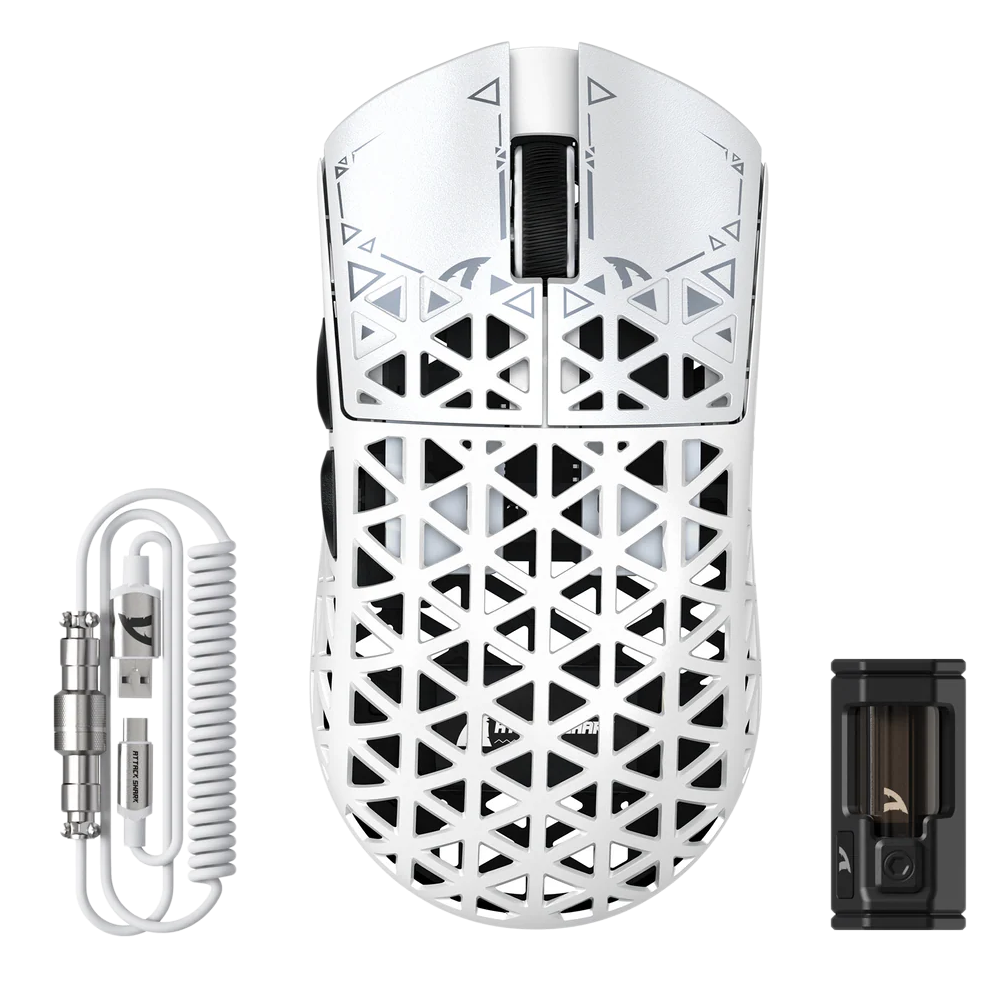 ATTACK SHARK R5 ULTRA PAW3950MAX Carbon Fiber 8K Wireless Gaming Mouse - White