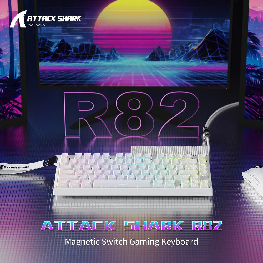 ATTACK SHARK R82HE Magnetic Switch Mechanical Wired Gaming Keyboard - White