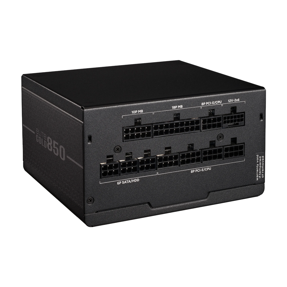 Cooler Master Elite 850W Fully Modular PCIe 5.1 ATX 3.1 80 Plus Gold Power Supply Unit - Black