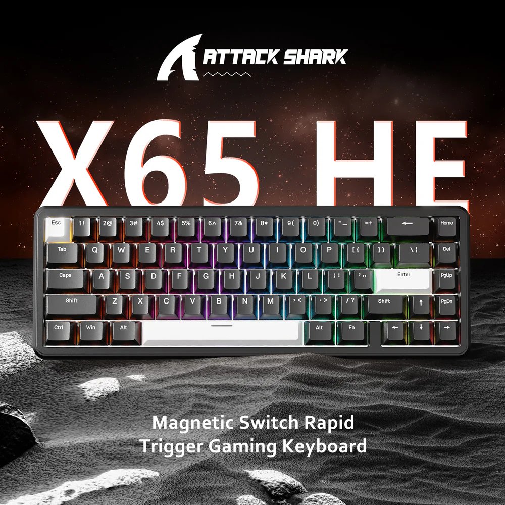 ATTACK SHARK X65 HE Magnetic Switch Wired Gaming Keyboard - Black