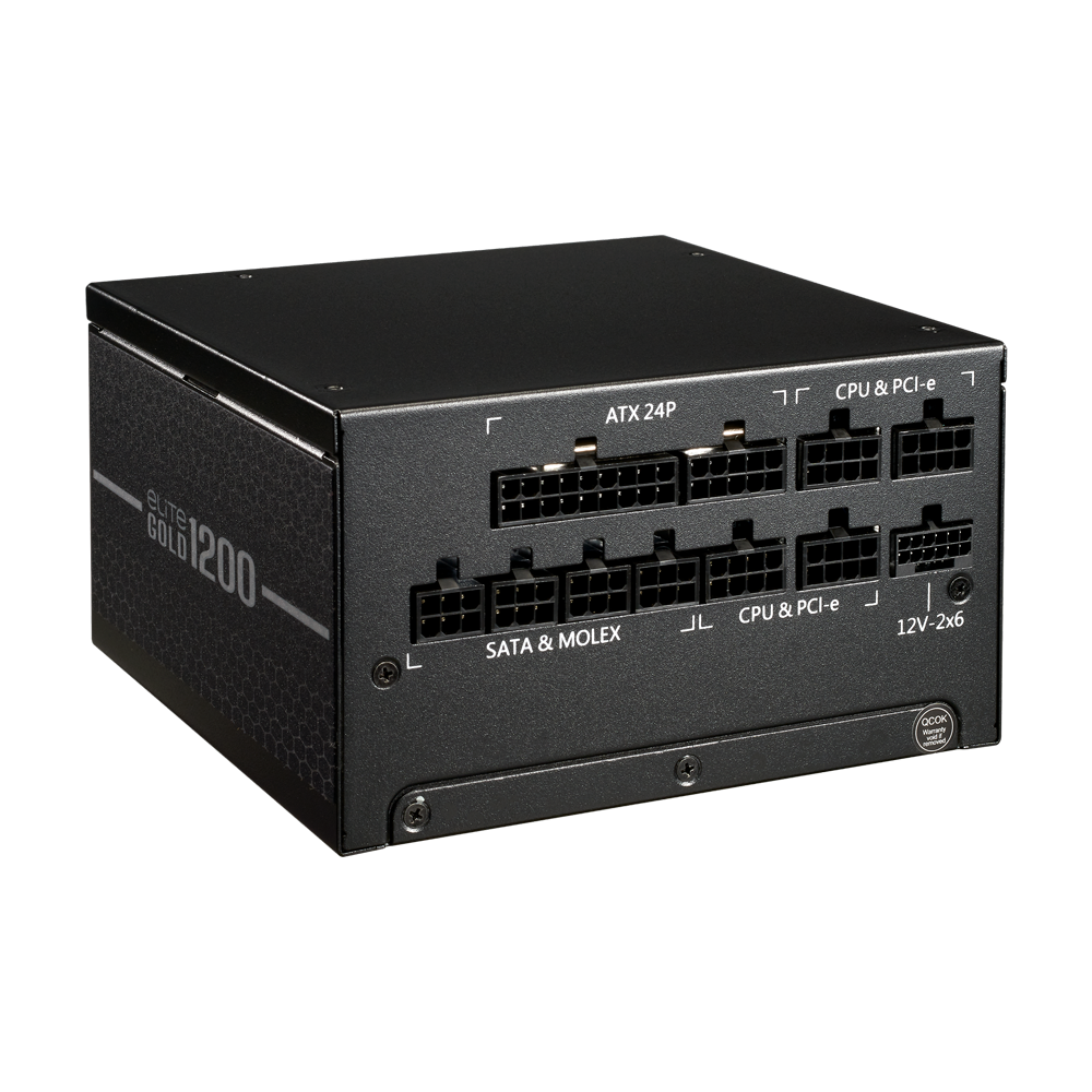 Cooler Master Elite 1200W Fully Modular PCIe 5.1 ATX 3.1 80 Plus Gold Power Supply Unit - Black