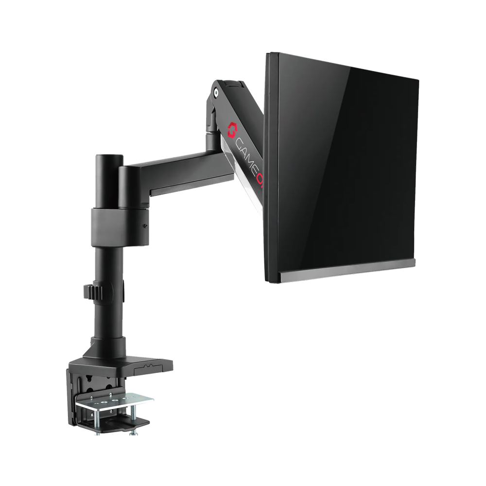 GAMEON Pole Mounted Aluminum Heavy Duty Spring Assisted Single Monitor Arm