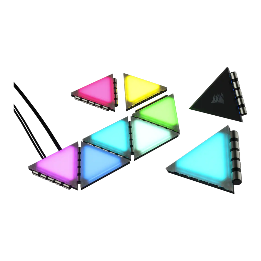Corsair iCUE LC100 Case Accent Lighting Panels — Mini Triangle — 9x Tile Starter Kit