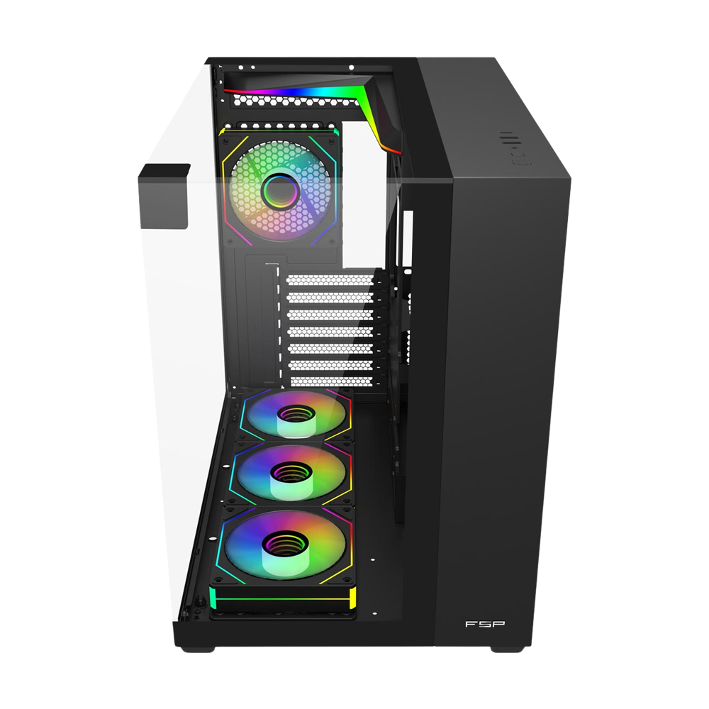 FSP M541 With 7 ARGB Fans Mid Tower Case - Black