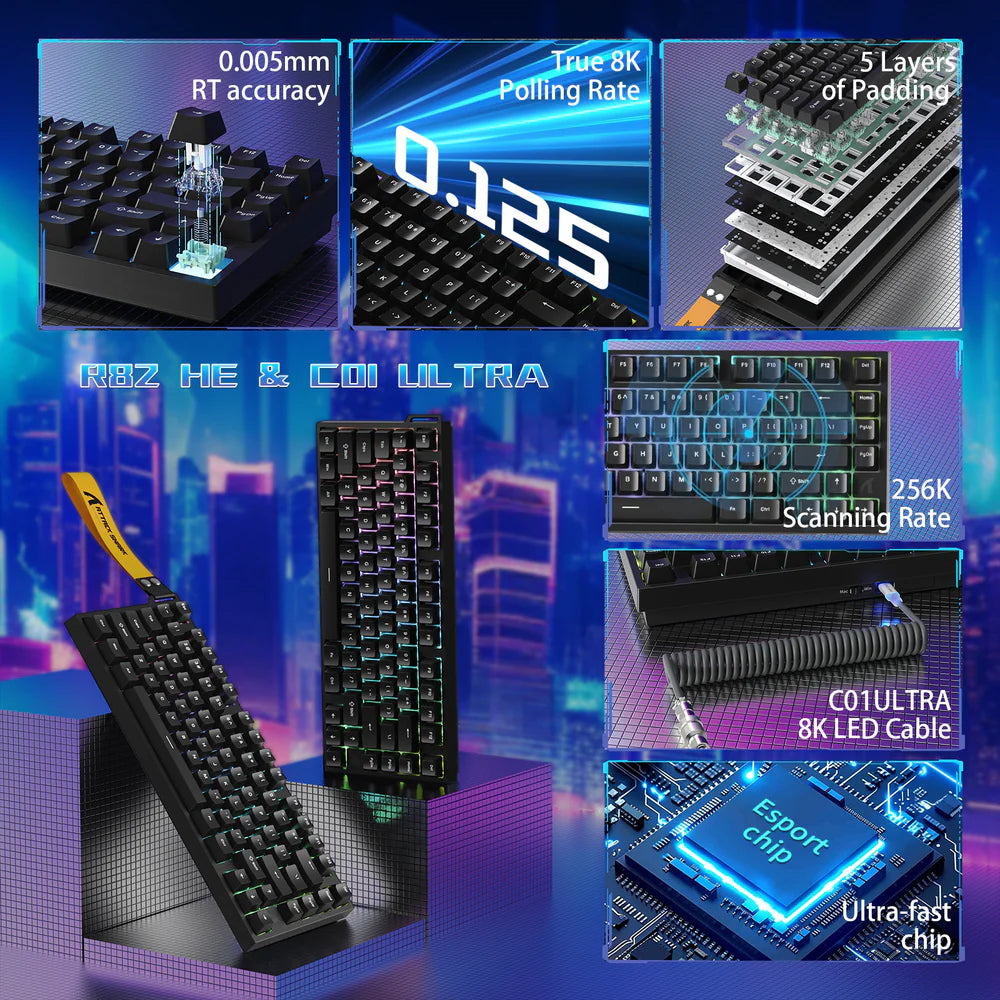 ATTACK SHARK R82HE Magnetic Switch Mechanical Wired Gaming Keyboard - Black
