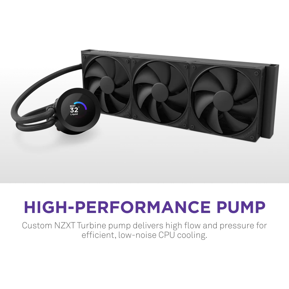 Nzxt Kraken Plus 360mm V2 Display and Radiator Fans AIO Liquid Cooler - Black