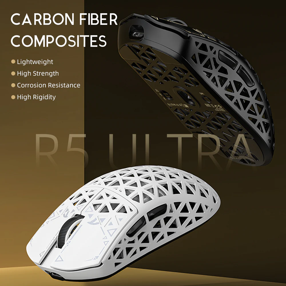 ATTACK SHARK R5 ULTRA PAW3950MAX Carbon Fiber 8K Wireless Gaming Mouse - Black