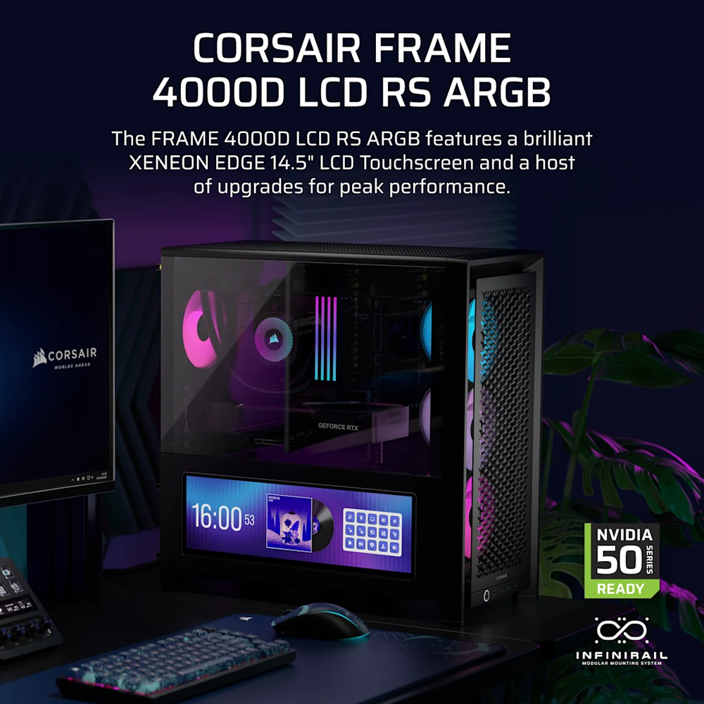 CORSAIR FRAME 4000D LCD RS ARGB Premium Mid Tower Case - Black