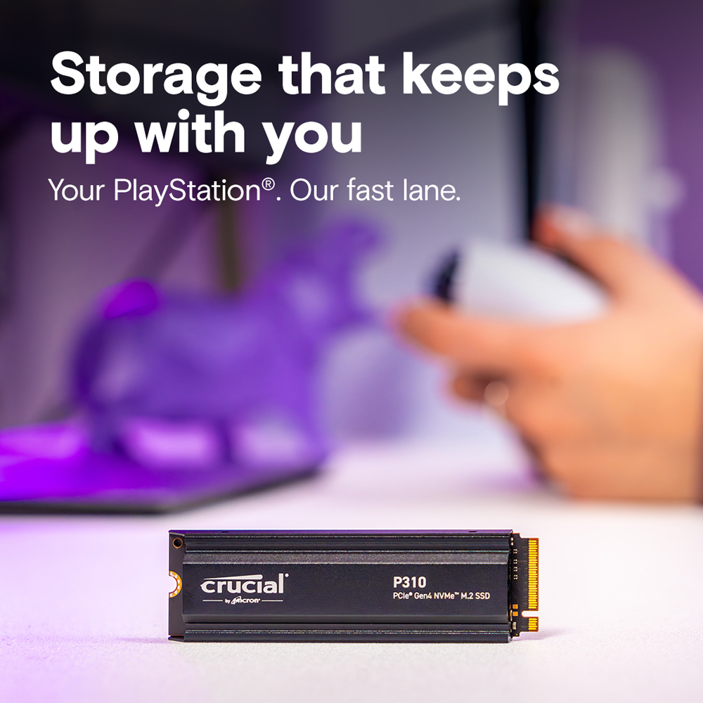 Crucial P310 M.2 2280 GEN 4 NVMe SSD With Heatsink (R:7,100 MB/s W:6,000 MB/s) - 2TB