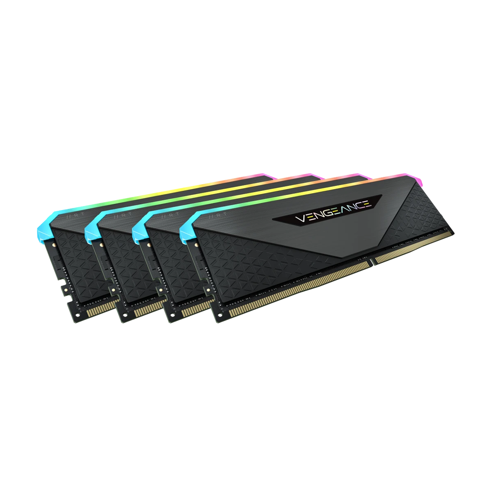 Corsair VENGEANCE RGB RT 64GB (4 x 16GB) DDR4 DRAM 3600MHz C18 Memory Kit – Black