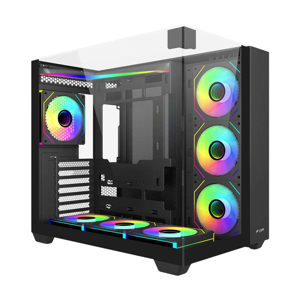 FSP M541 With 7 ARGB Fans Mid Tower Case - Black
