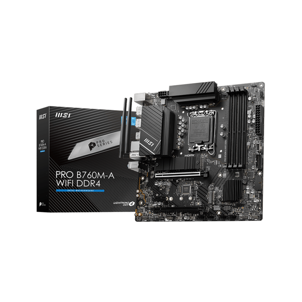 MSI PRO B760M-A WIFI DDR4 mATX Motherboard - Black