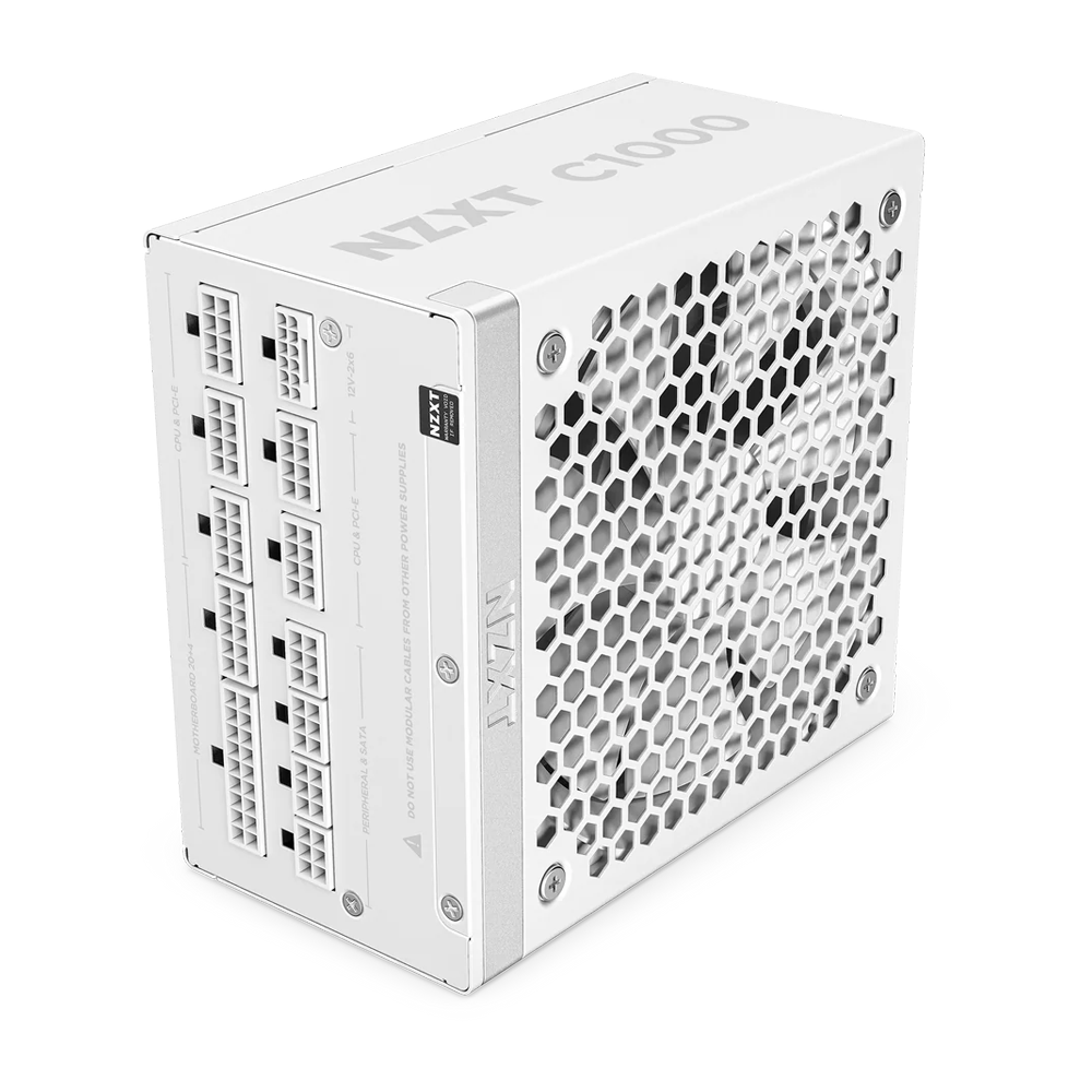 NZXT 1000W ATX 3.X 80 Plus Gold Fully Modular Low Noise Power Supply - White