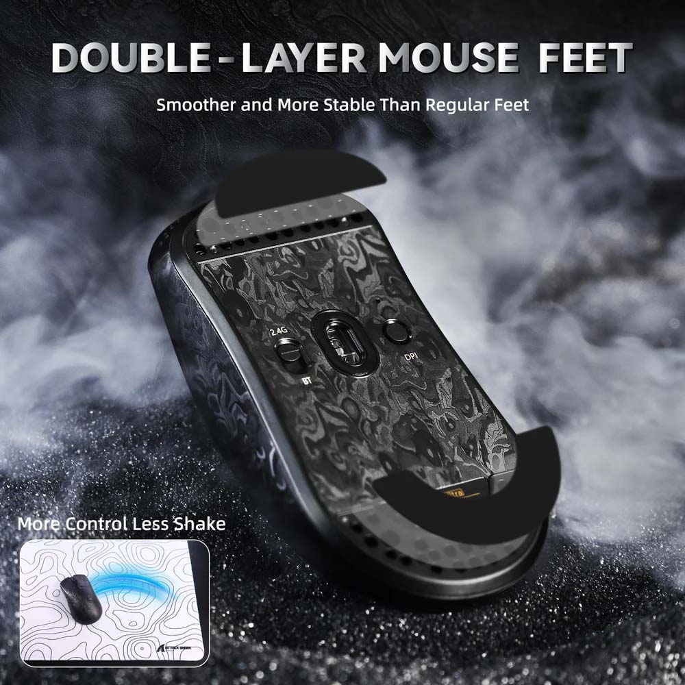 ATTACK SHARK R11 ULTRA PAW3950MAX Carbon Fiber Phantom Shark 8K Wireless Gaming Mouse - Black