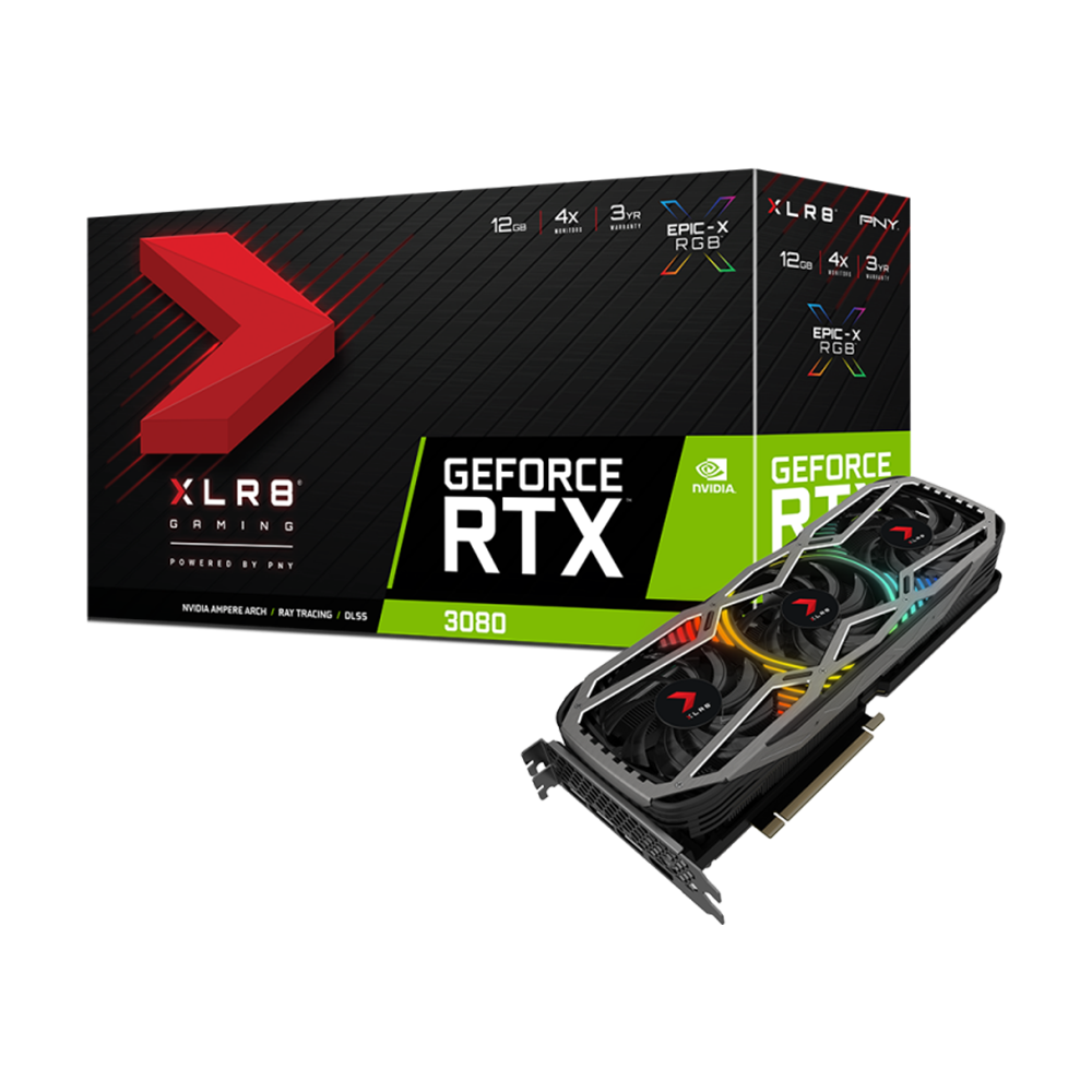 PNY NVIDIA GEFORCE RTX 3080 XLR8 GAMING REVEL EPIC-X RGB LHR 12GB Graphic Card - Black