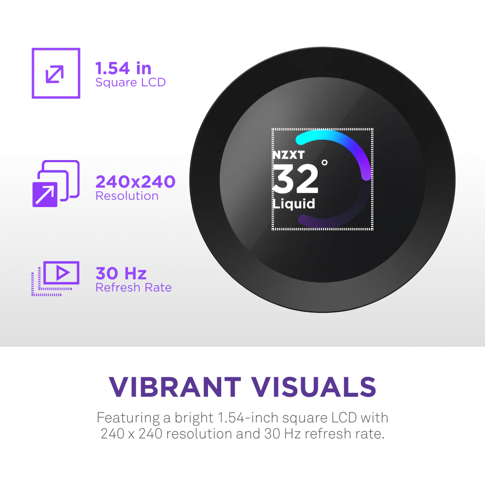 Nzxt Kraken Plus 360mm V2 Display and Radiator Fans AIO Liquid Cooler - Black