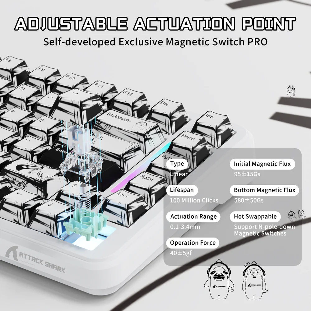 ATTACK SHARK X82PRO HE Magnetic Switch Wireless Gaming Keyboard - Comic
