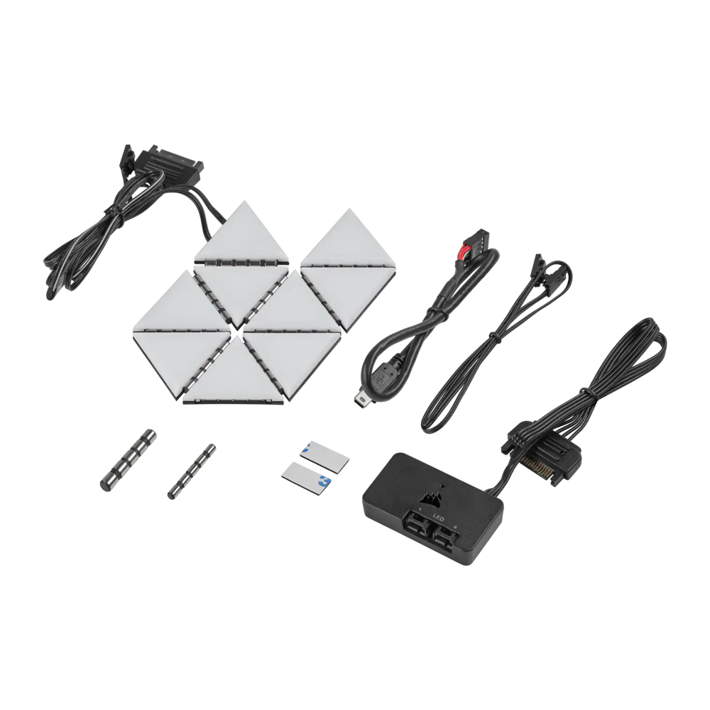 Corsair iCUE LC100 Case Accent Lighting Panels — Mini Triangle — 9x Tile Starter Kit