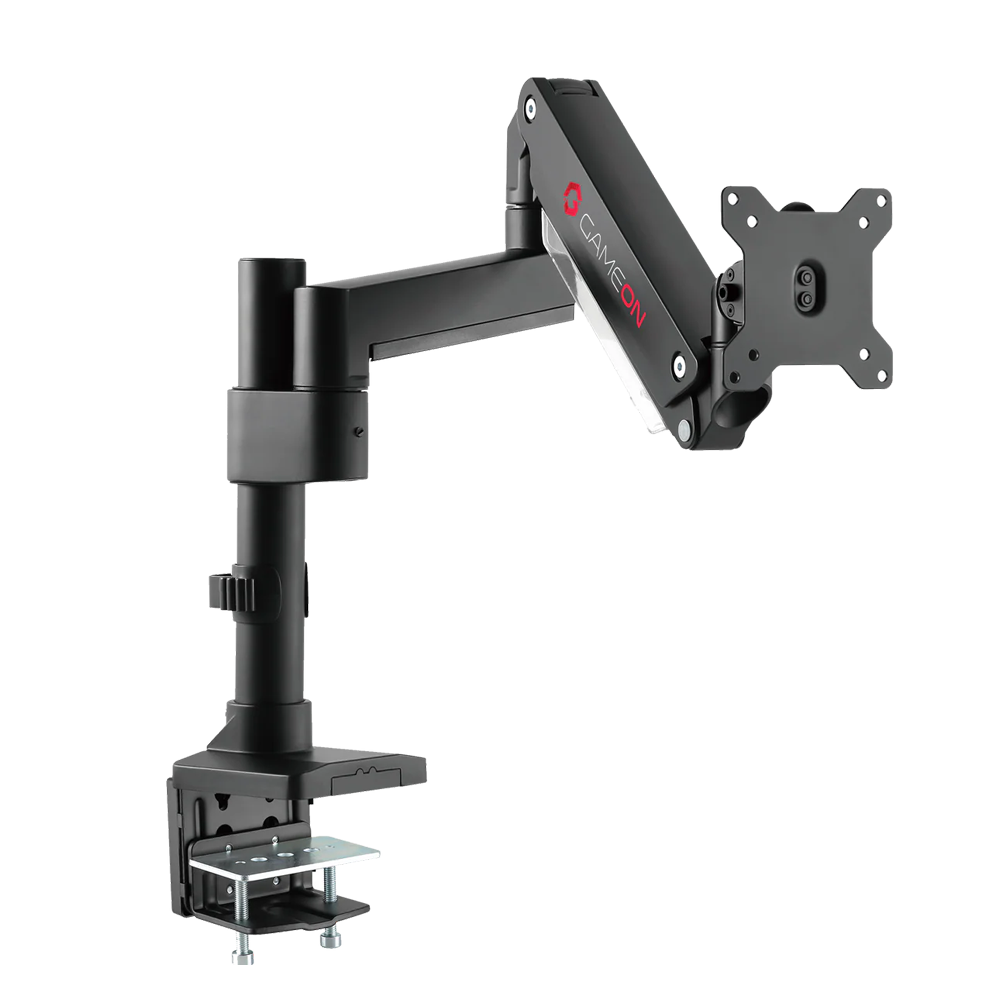 GAMEON Pole Mounted Aluminum Heavy Duty Spring Assisted Single Monitor Arm
