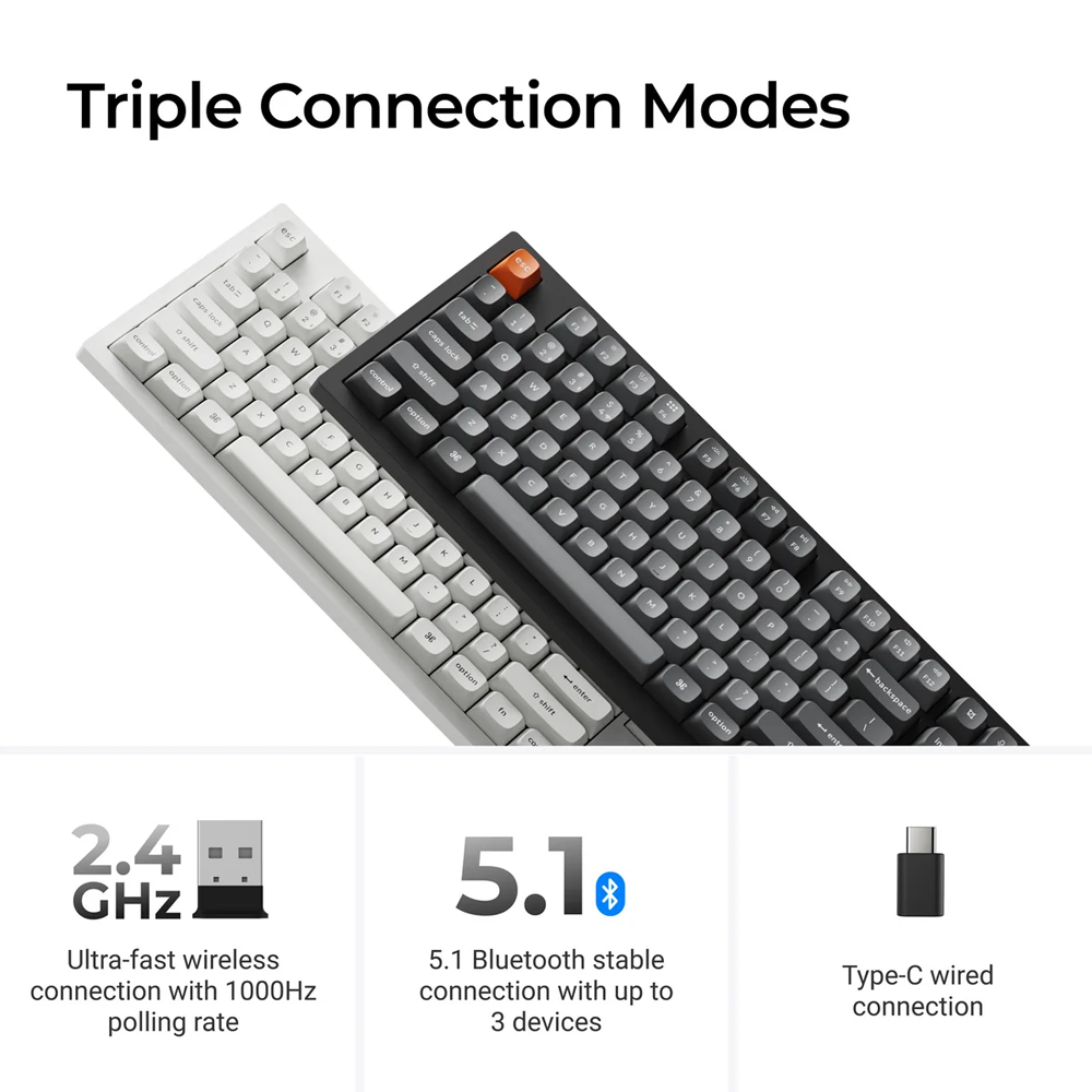 Keychron K10 Max QMK 100% Wireless RGB Mechanical Gaming keyboard (RGB Backlight Hot-Swappable) - Black