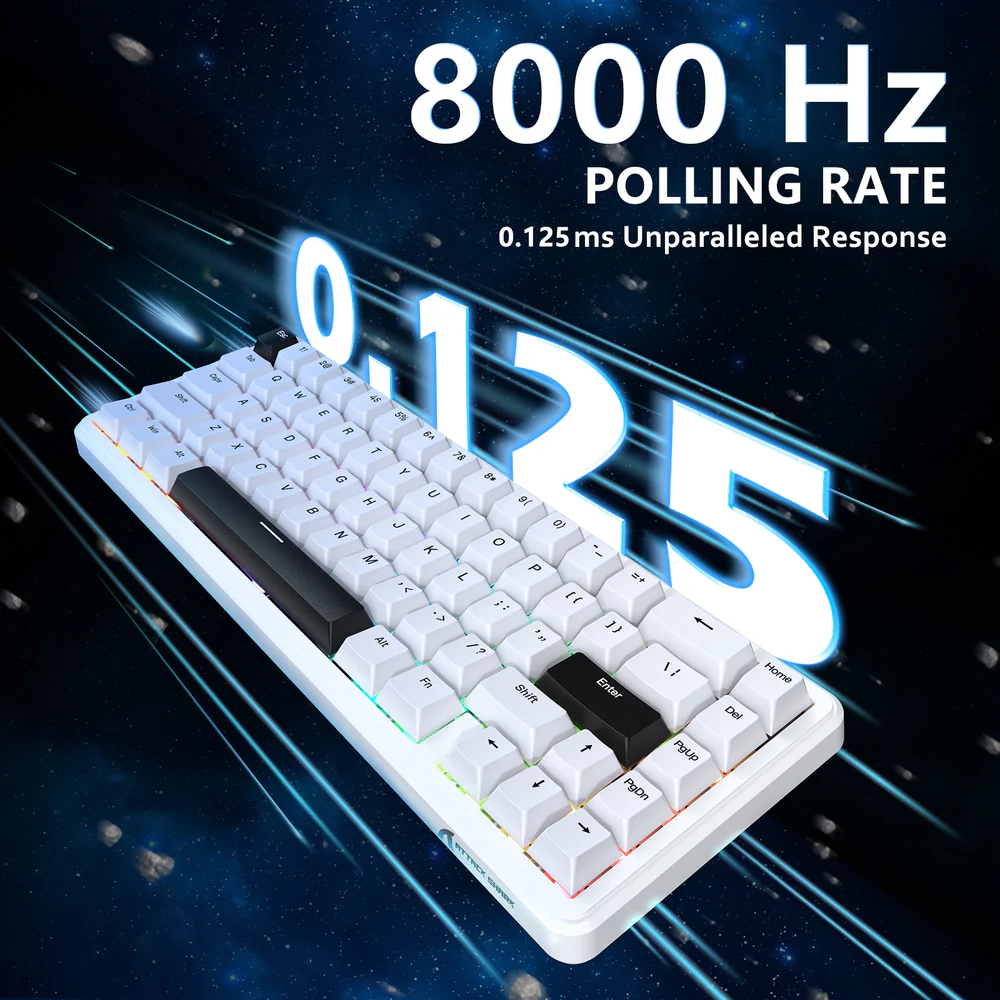 ATTACK SHARK X65 HE Magnetic Switch Wired Gaming Keyboard - White