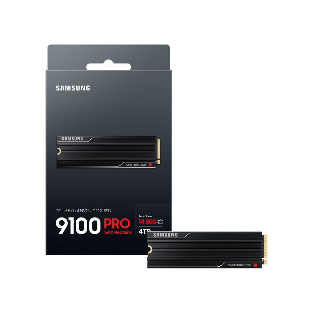 SAMSUNG 9100 PRO M.2 2280 PCIe GEN5X4 NVMe SSD With Heatsink (R:14,800 MB/s W:13,400 MB/s) - 4TB