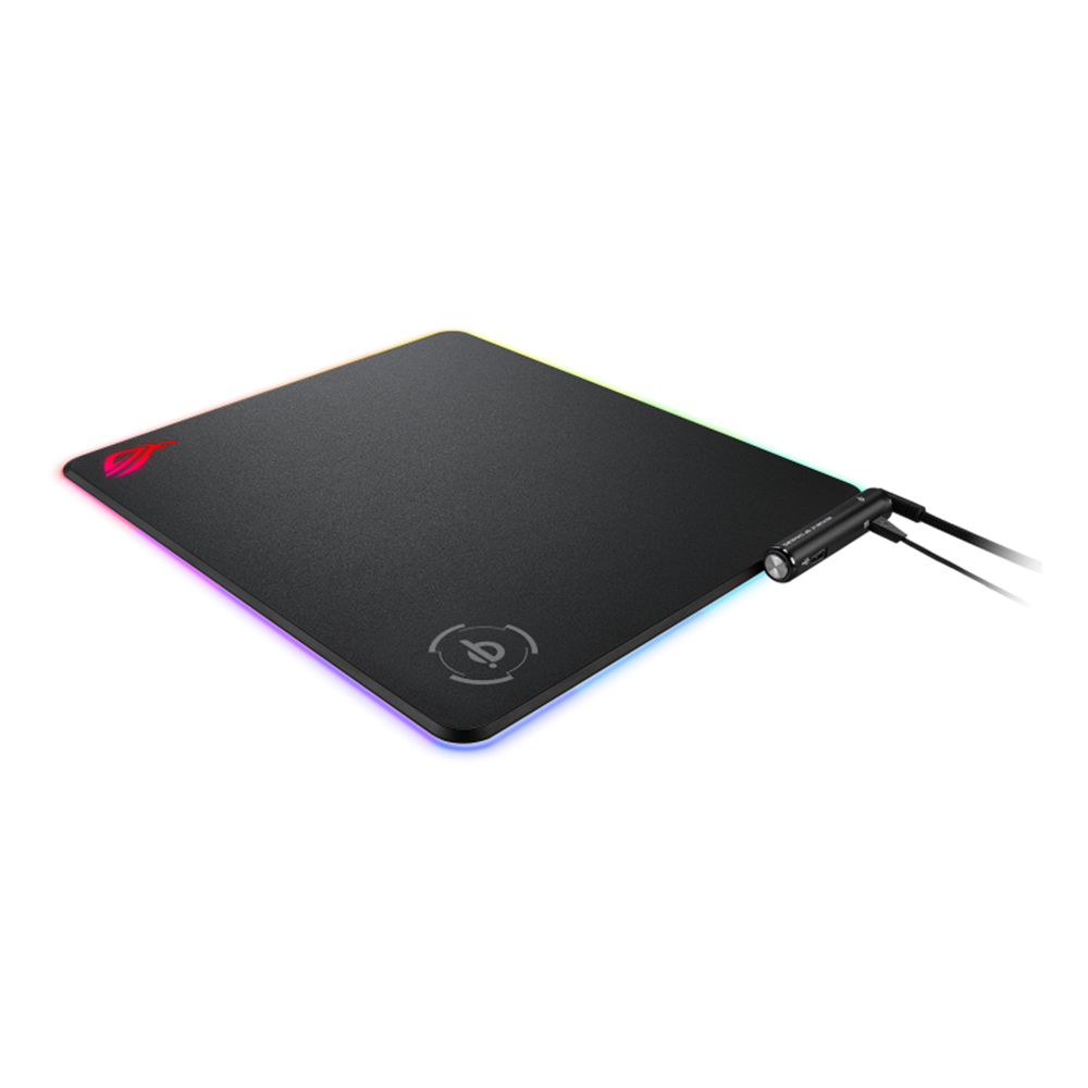 ASUS NH01 ROG Balteus Qi Wireless Charging RGB Hard Gaming Mouse Pad - Black
