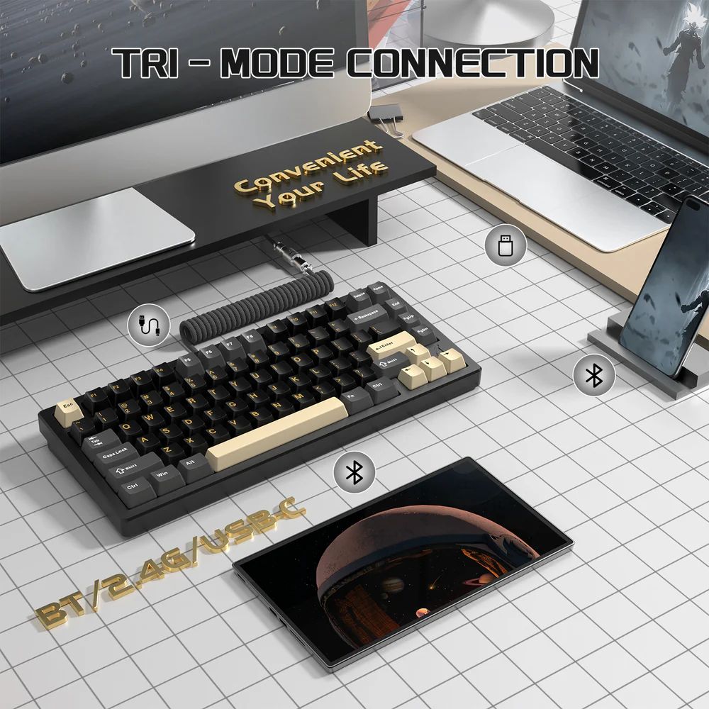 ATTACK SHARK X75 Wireless Gaming Keyboard - Starlight Black