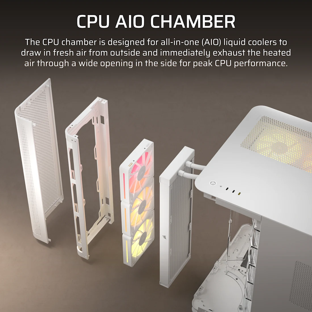 CORSAIR AIR 5400 LX-R RGB LINK Tempered Glass Mid Tower ATX Case - White