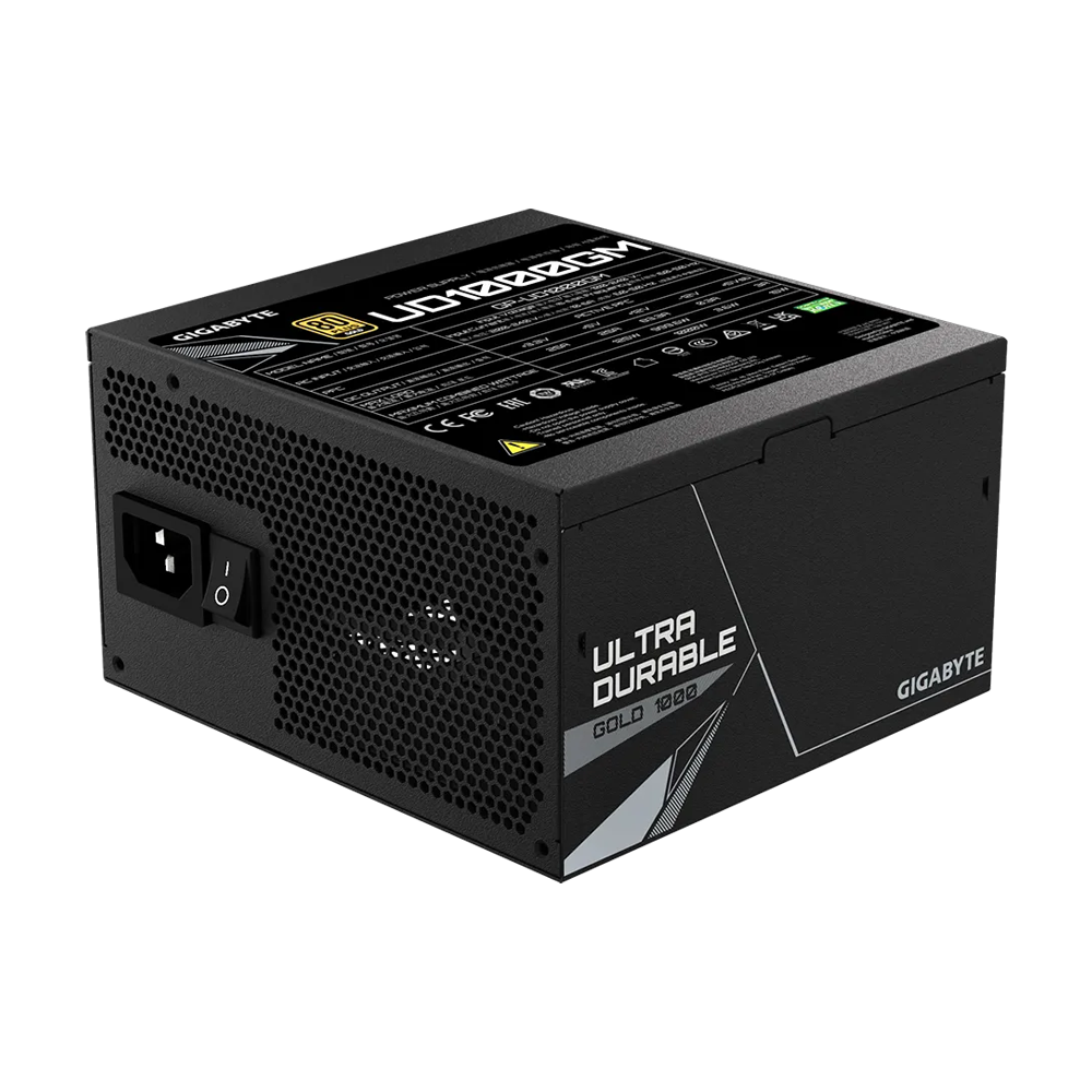 GIGABYTE UD1000GM 1000W PG5 V2 Fully Modular PCIe 5.1 ATX 3.1 80 Plus Gold  Power Supply - Black